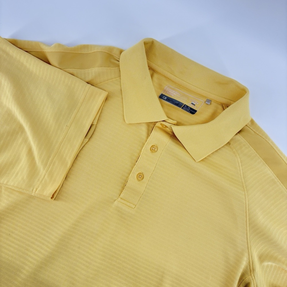 Cutter & Buck Mens XL Yellow CB Dry tech Golf Polo Shirt Cotton Moisture Wicking